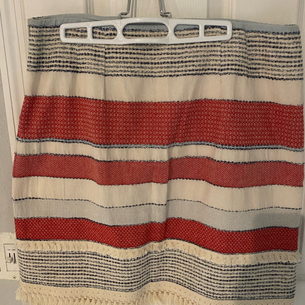 J. McLaughlin Red and Cream Striped Mini Skirt